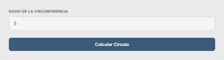 Captura de pantalla de la Calculadora de área de un círculo interactiva