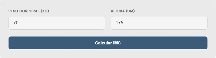 Captura de pantalla de la Calculadora de Índice de Masa Corporal (IMC) interactiva