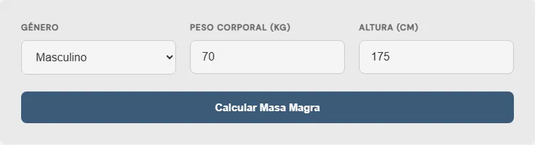 Captura de pantalla de la Calculadora de masa corporal magra interactiva
