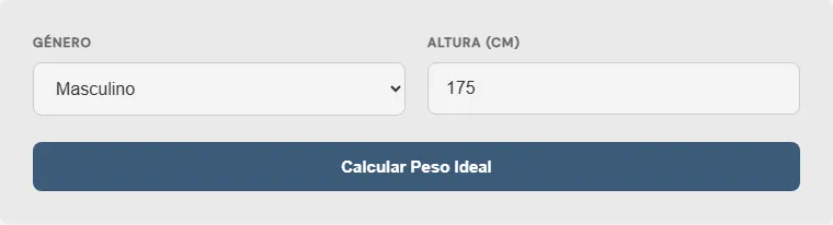 Captura de pantalla de la Calculadora de peso corporal ideal interactiva