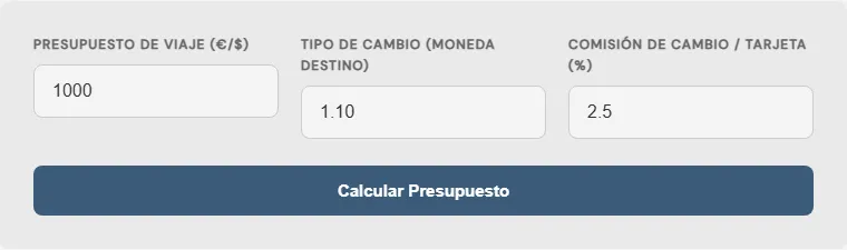 Captura de pantalla de la Calculadora de porcentajes de propina en cruceros interactiva