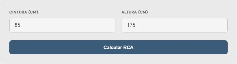 Captura de pantalla de la Calculadora de relación cintura-altura interactiva