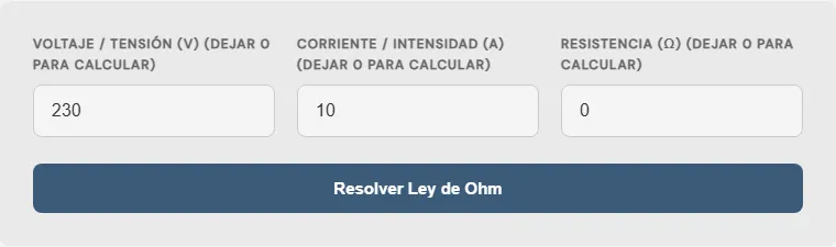 Captura de pantalla de la Calculadora de resistencia para diodos LED interactiva