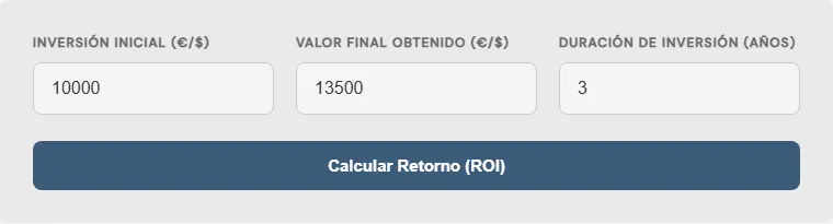 Captura de pantalla de la Calculadora de ROI Avanzada interactiva