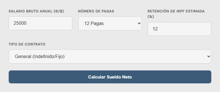 Captura de pantalla de la Calculadora de salario diario interactiva