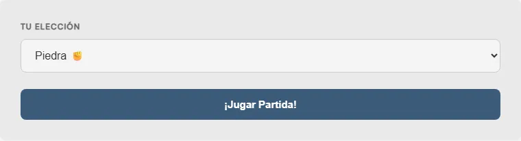 Captura de pantalla de la Juego de Piedra, Papel o Tijera en línea interactiva