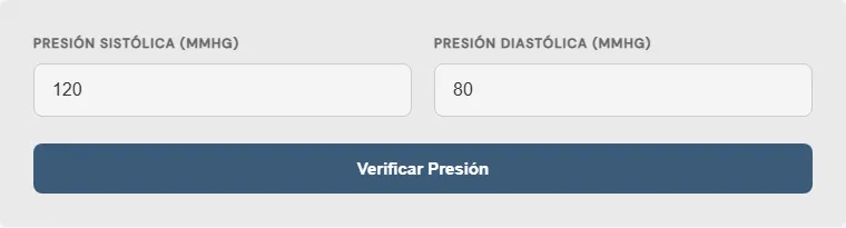 Captura de pantalla de la Verificador de categoría de presión arterial interactiva